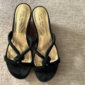 Kate Spade Black Wedge Sandals 6 1/2